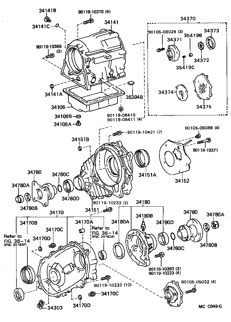 Caja de transferencia y carcasa de extensión