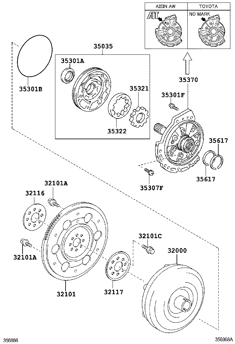 Torque Converter, Front Oil Pump & Chain