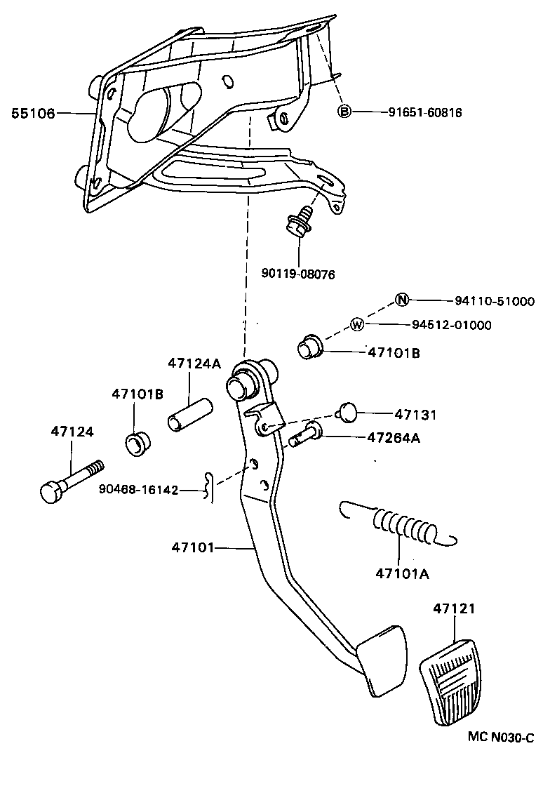 Pedal de freno y soporte