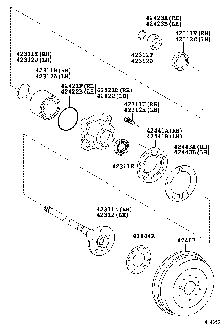 Buje del eje del eje trasero
