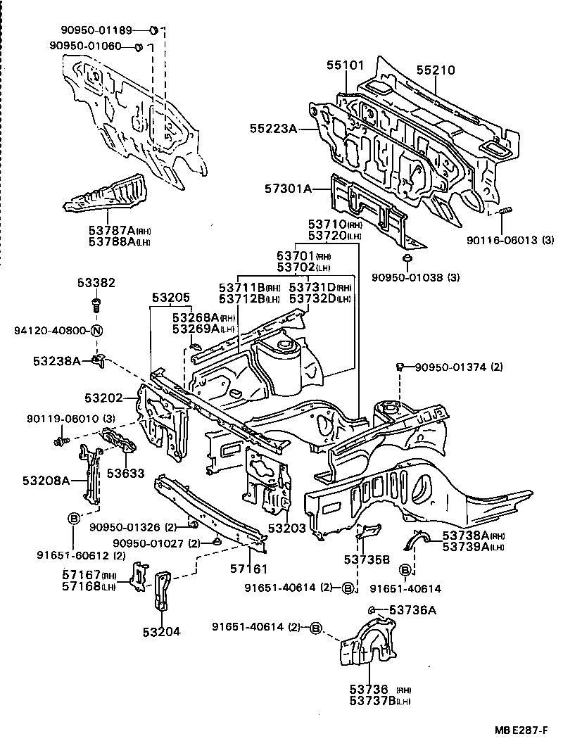 Front Fender Apron Dash Panel