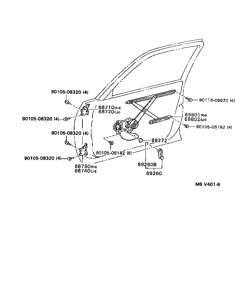 Front Door Window Regulator Hinge
