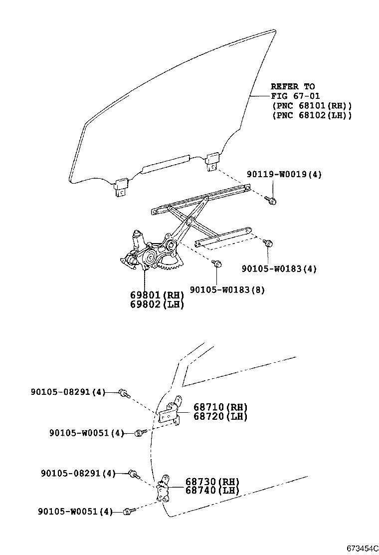 Bisagra del regulador de la ventana de la puerta delantera