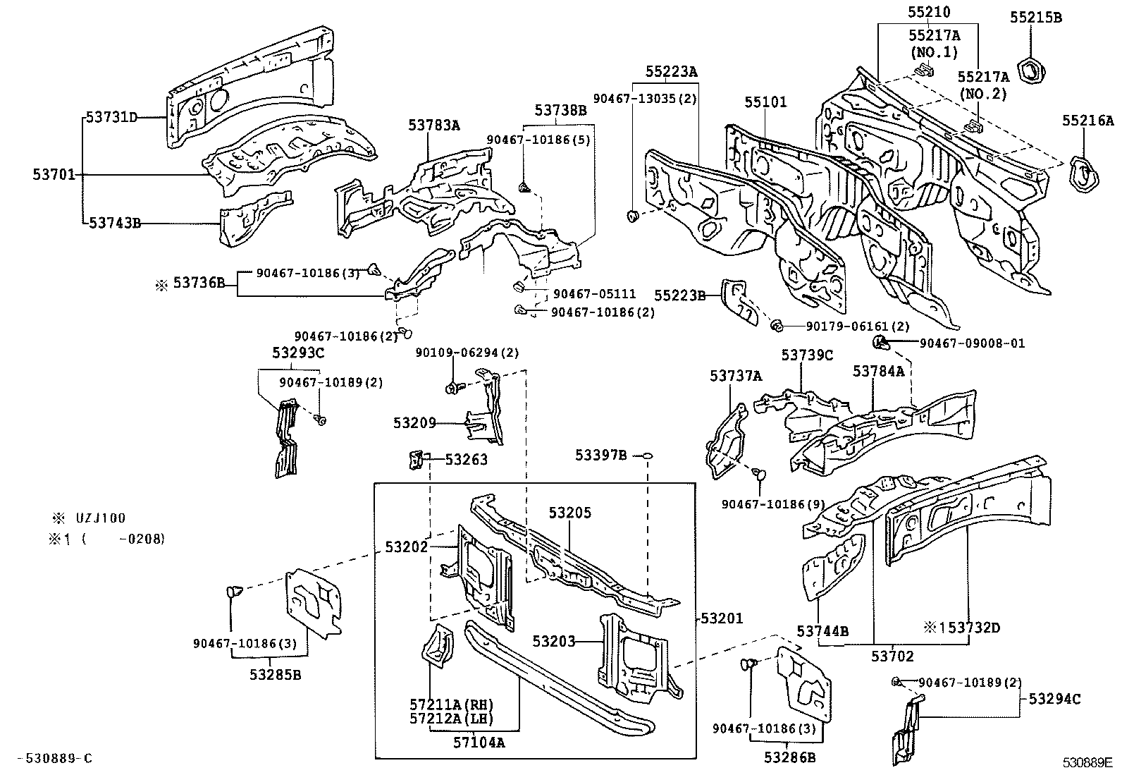 Front Fender Apron Dash Panel