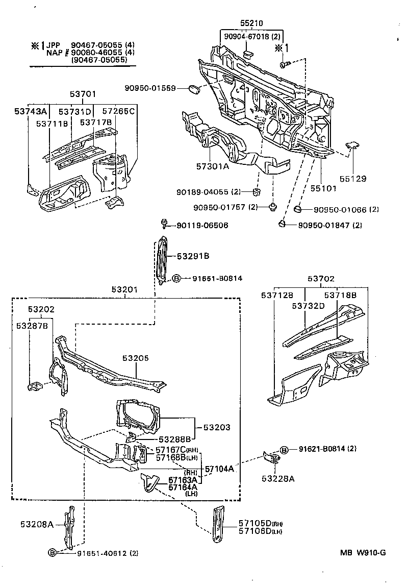 Front Fender Apron Dash Panel