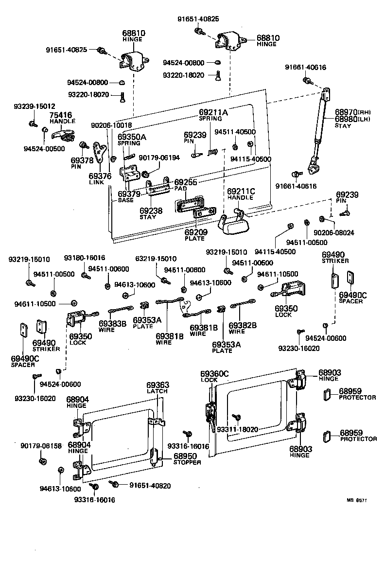 Bisagra de cerradura de puerta trasera