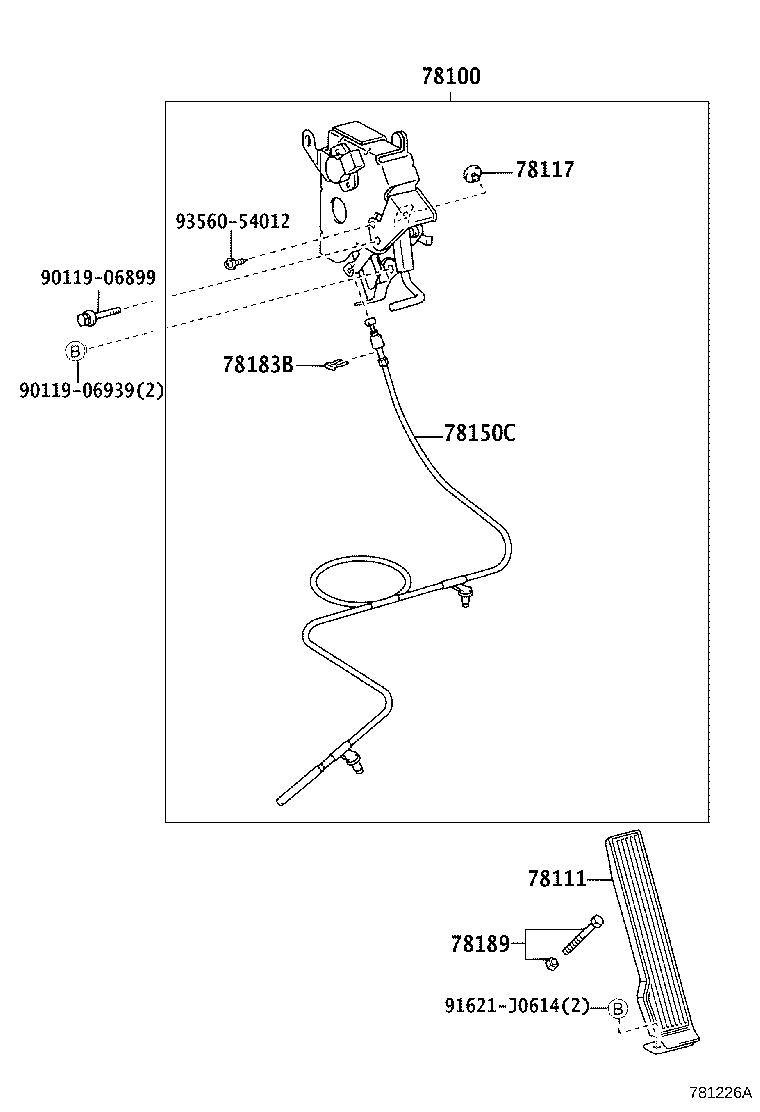 78110-95410 Pedal Assy, Accelerator Toyota | YoshiParts
