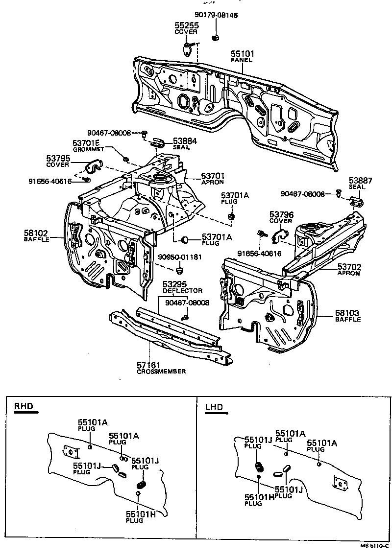 Front Fender Apron Dash Panel