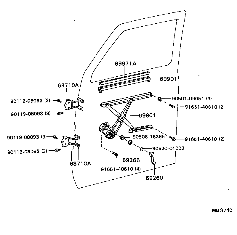 Front Door Window Regulator Hinge