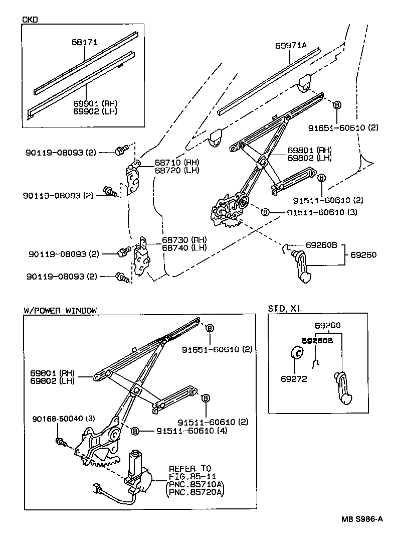 Front Door Window Regulator Hinge