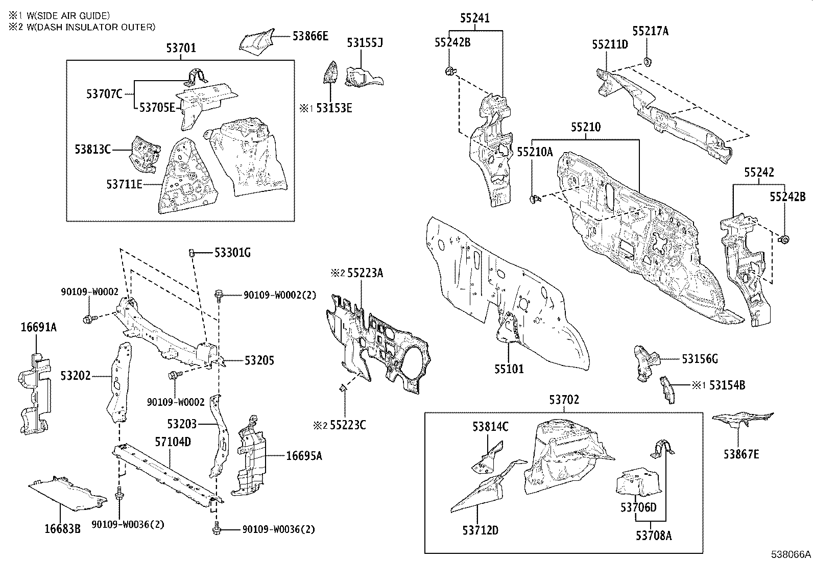 Front Fender Apron Dash Panel
