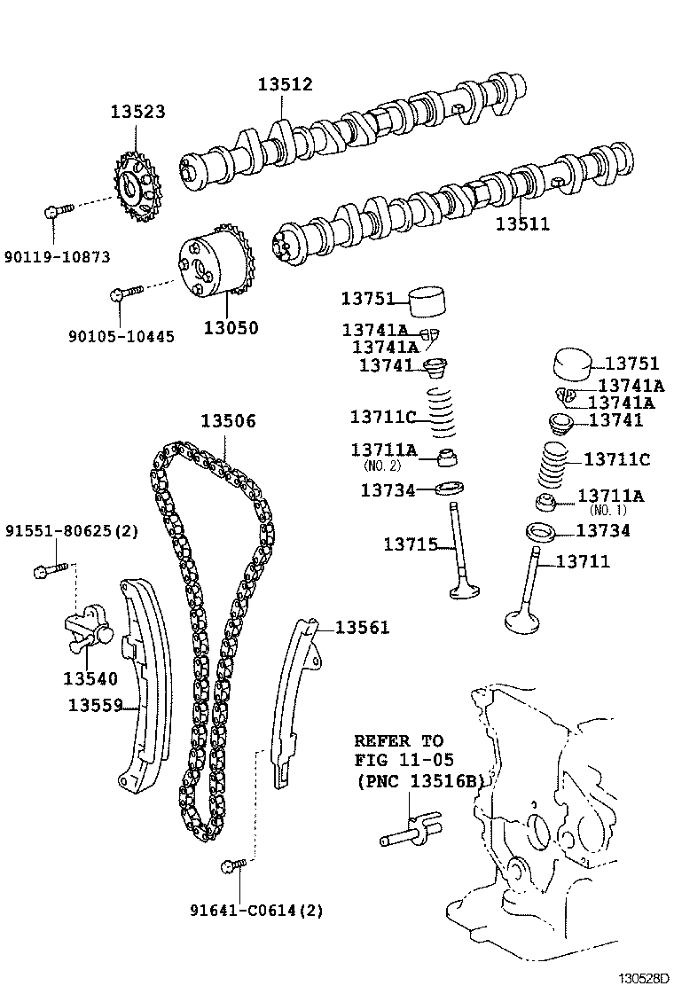 Árbol de levas y válvula