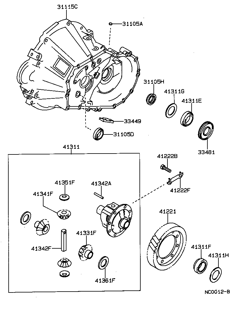 Carcasa del eje delantero y diferencial