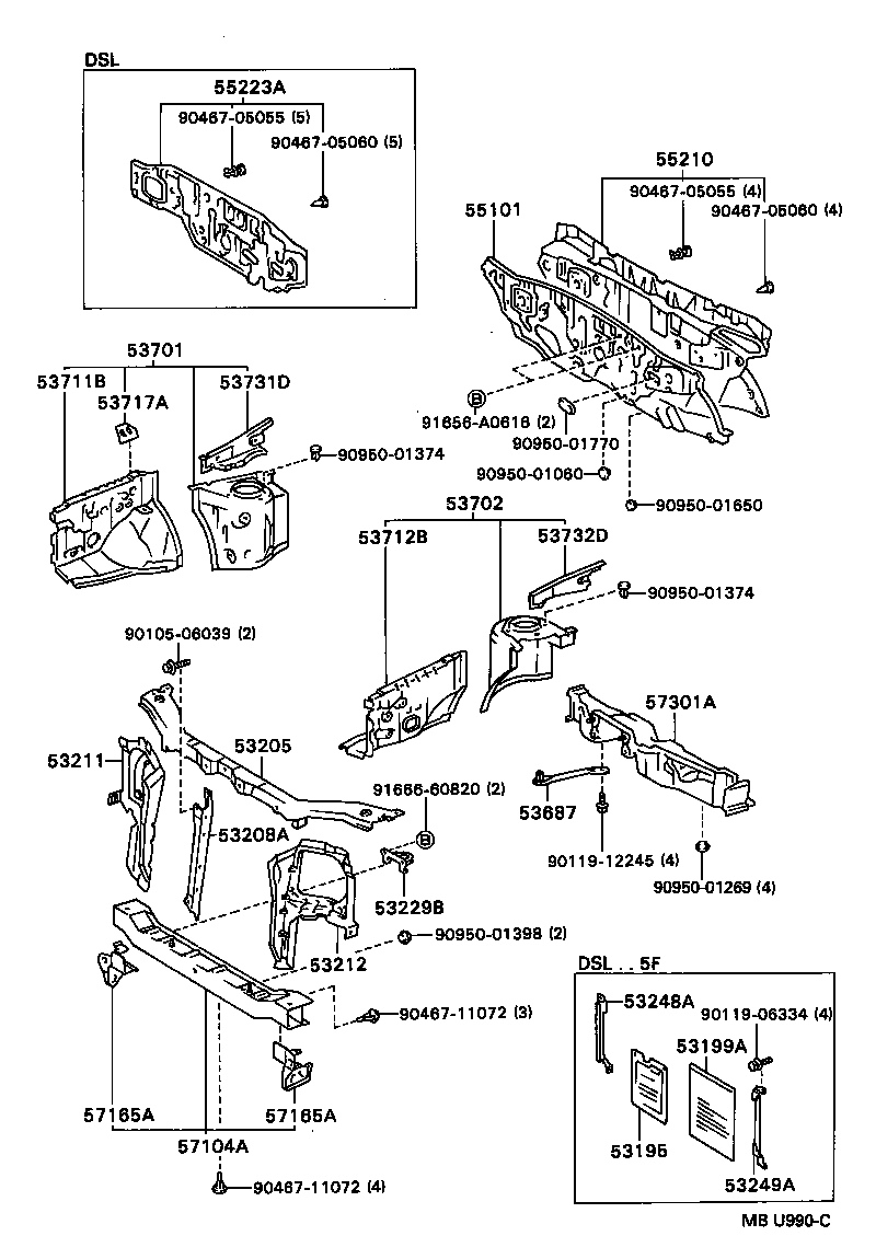 Front Fender Apron Dash Panel