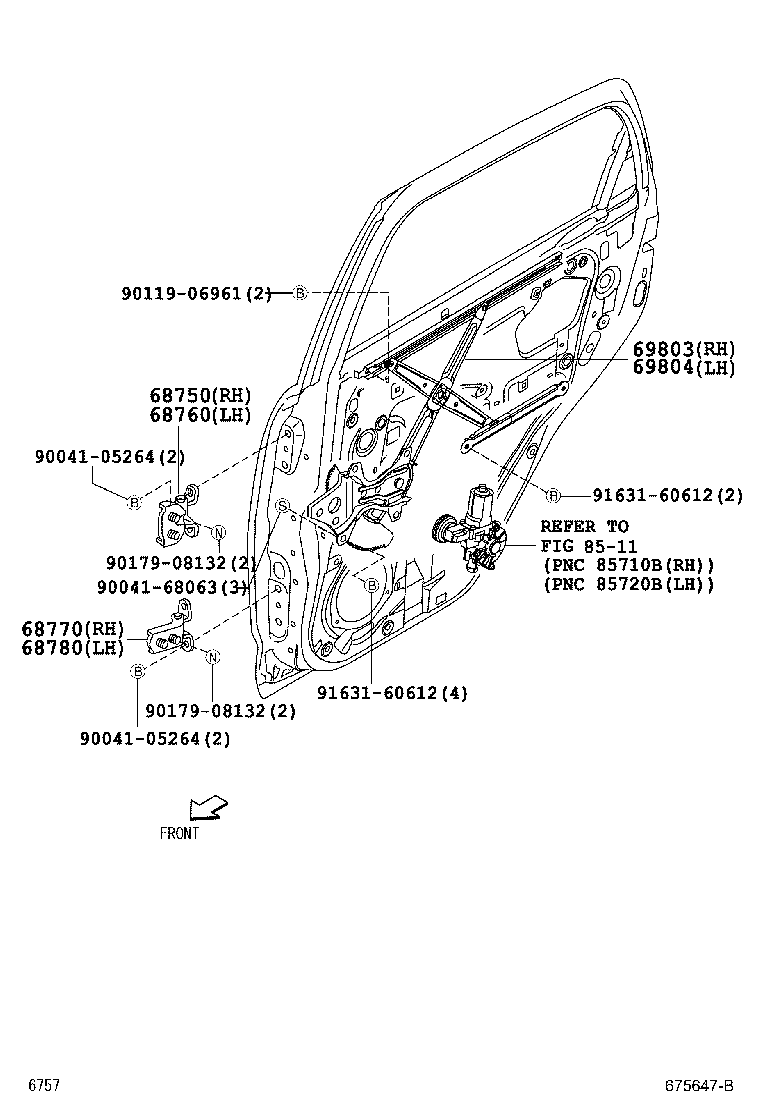 Rear Door Window Regulator Hinge