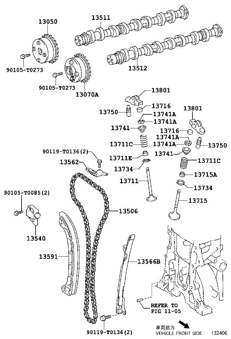 Árbol de levas y válvula