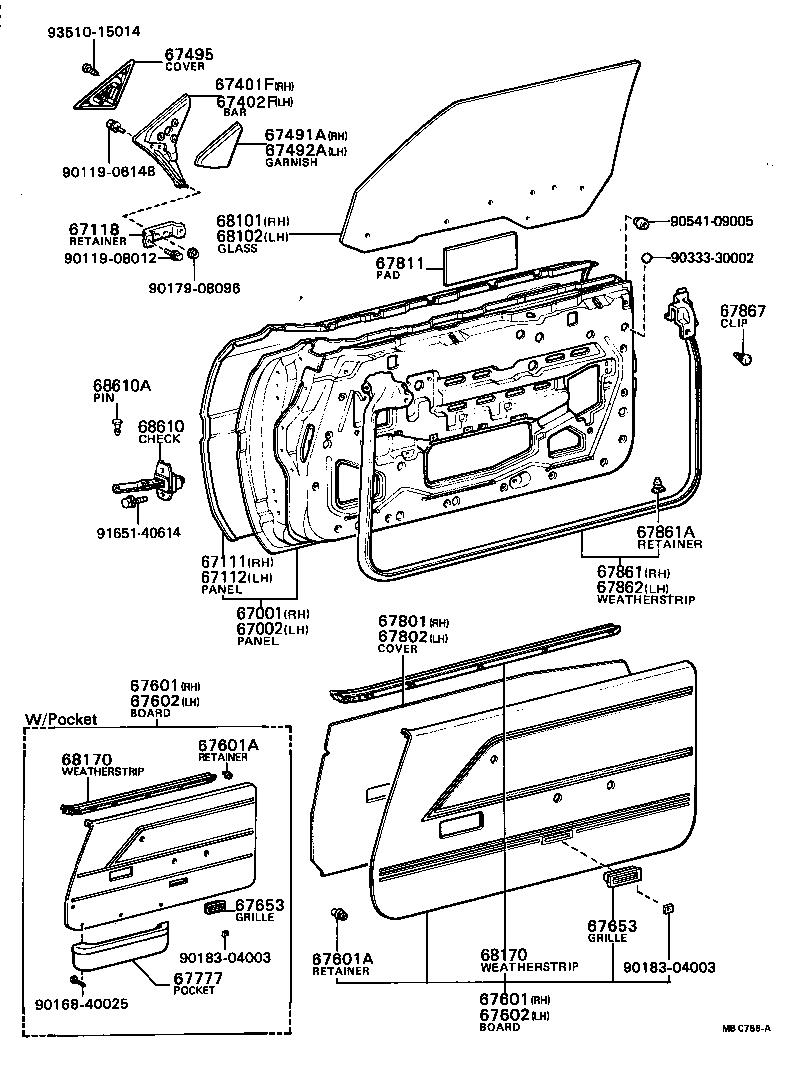 Panel de puerta delantera y vidrio