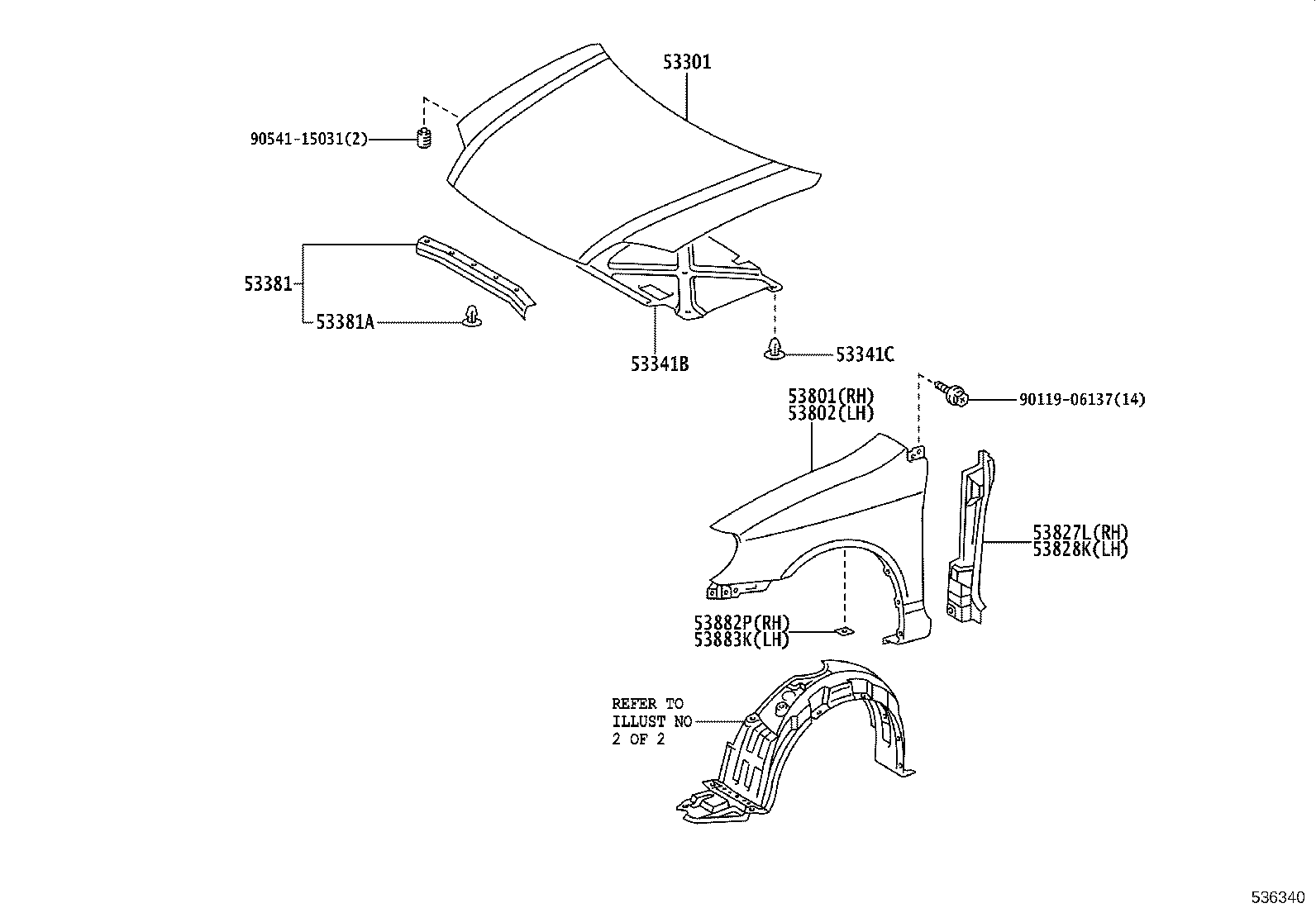 53811-13090 Panel, Fr Fender, Rh Toyota | YoshiParts