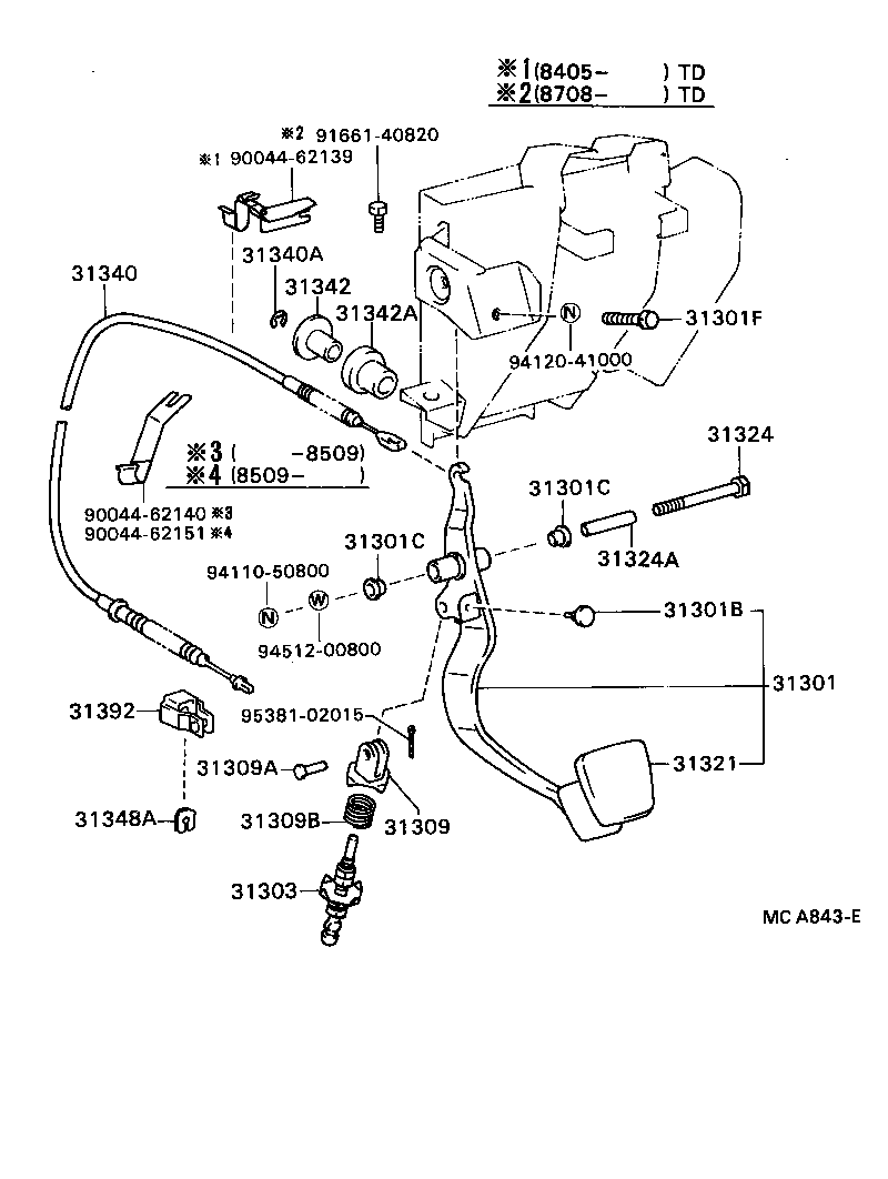 Manguera flexible del pedal del embrague