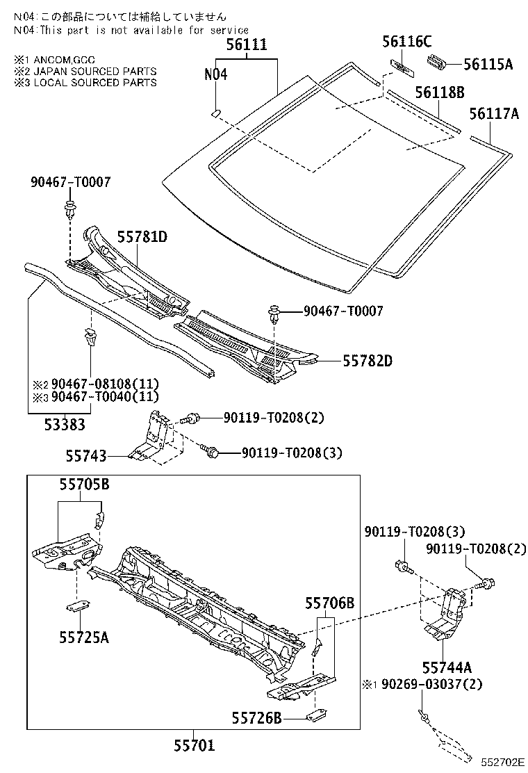 Panel de capó y cristal del parabrisas