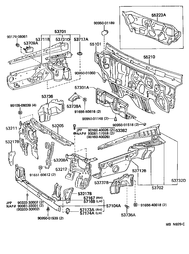 Front Fender Apron Dash Panel