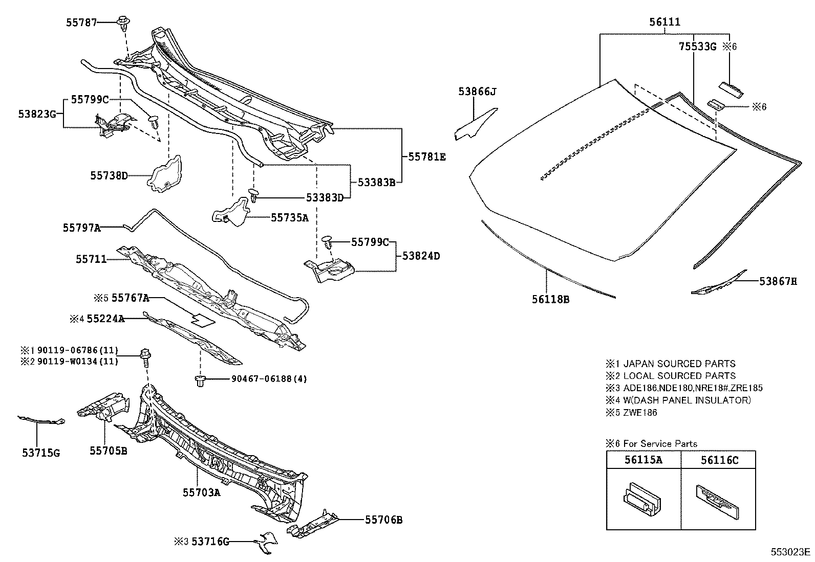 Cowl Panel & Windshield Glass