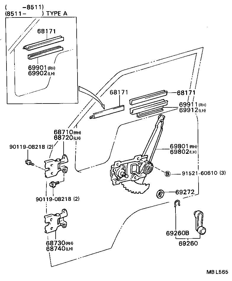 Front Door Window Regulator Hinge