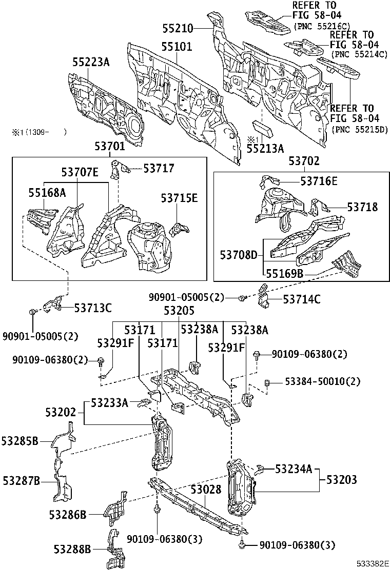 Front Fender Apron Dash Panel
