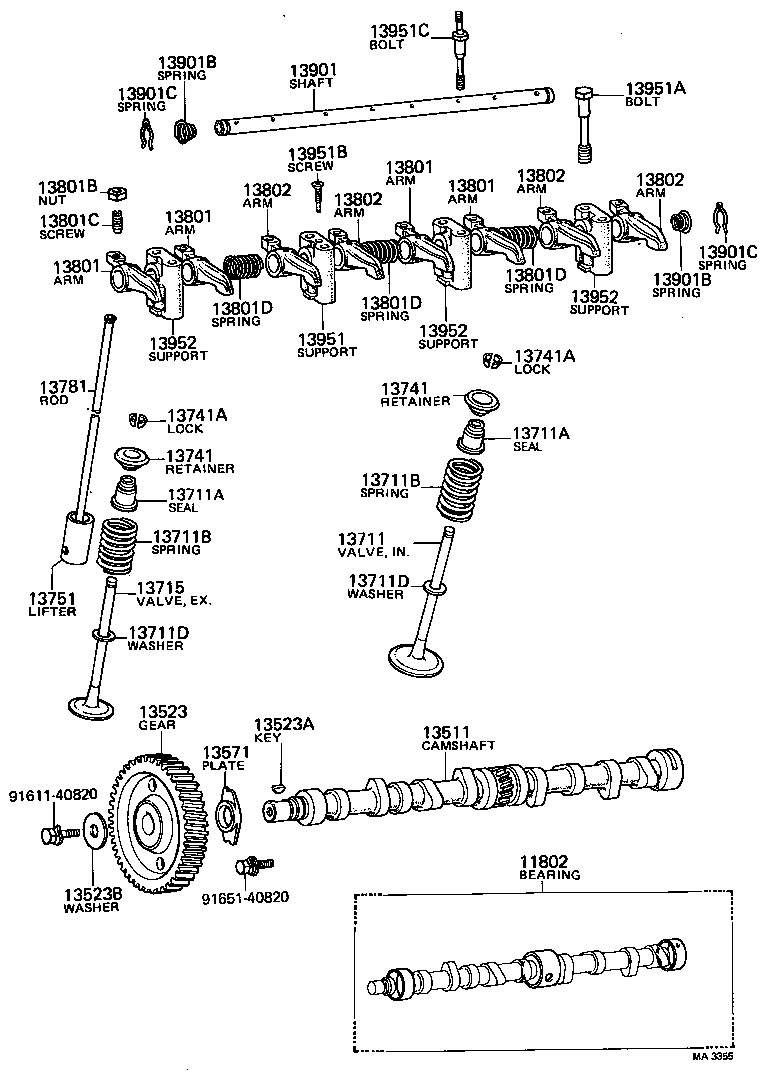 Árbol de levas y válvula