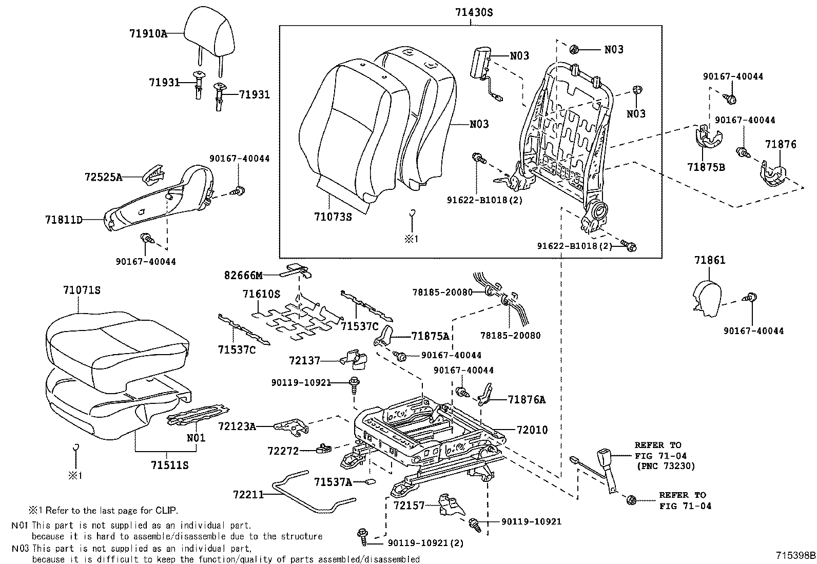 Asiento delantero y riel del asiento