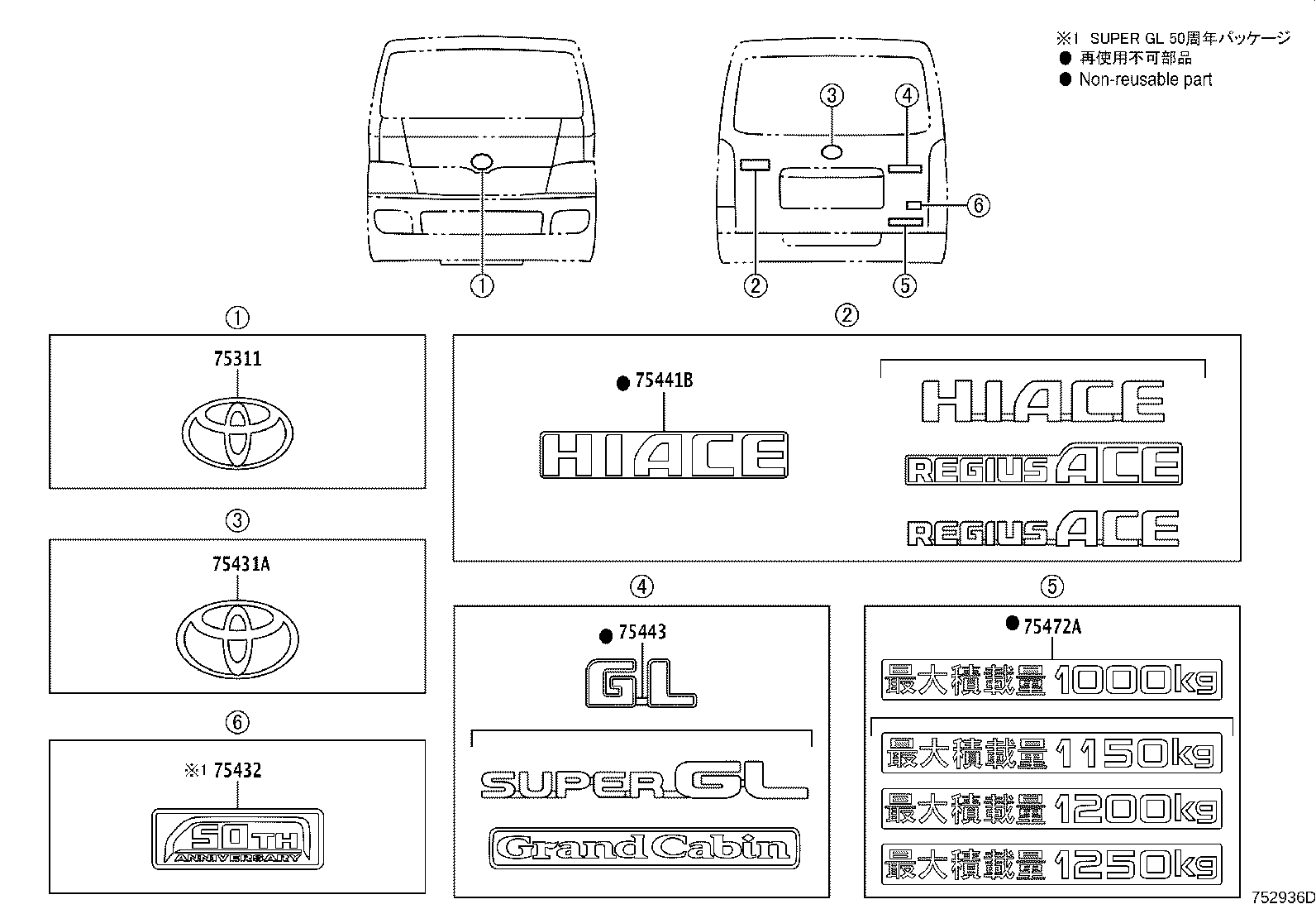75472-26031 Plate, Rr Body Name, No.2 Toyota | YoshiParts