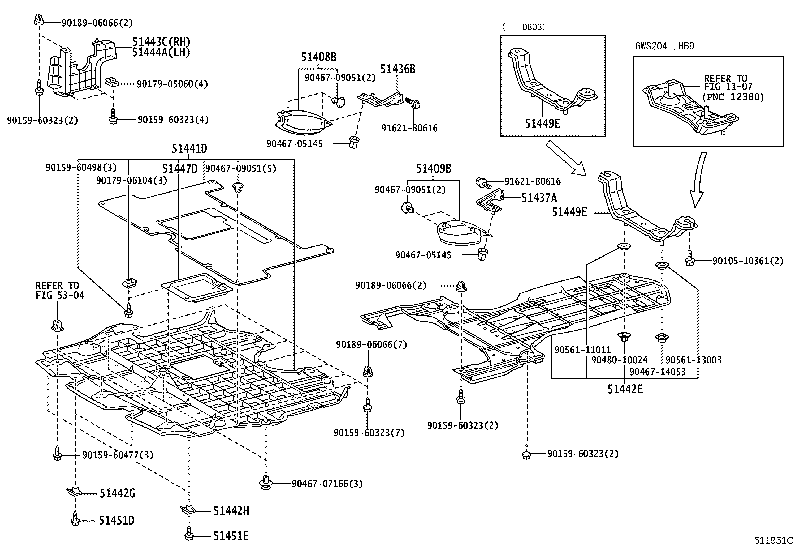 的矢図　C-052-2SV0 51442-30181 Cover, Engine Under, No.2 Toyota | YoshiParts