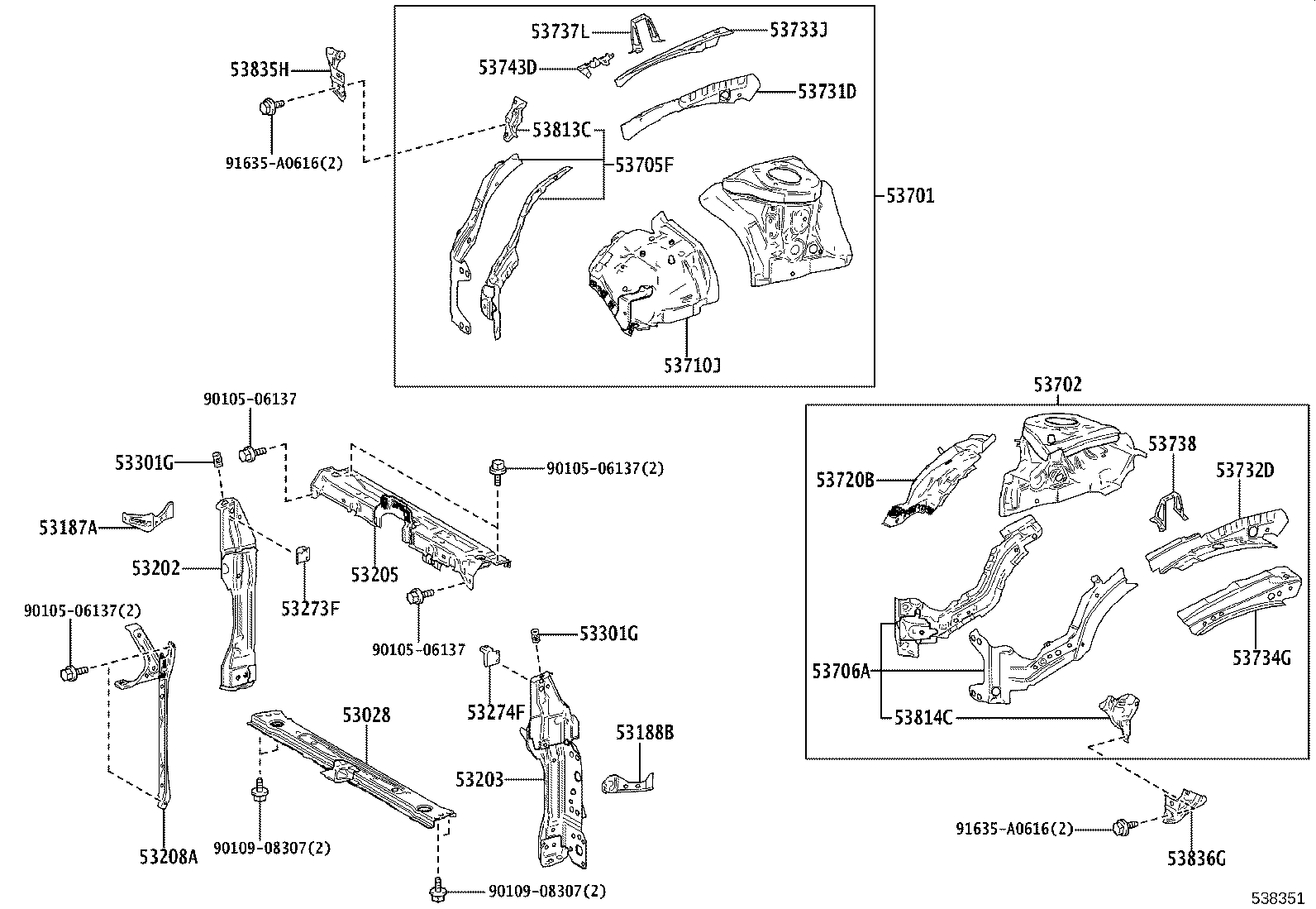 Front Fender Apron Dash Panel