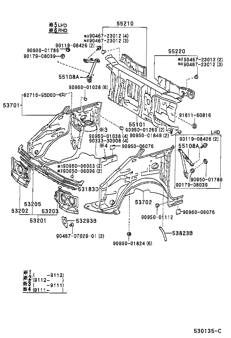 Front Fender Apron Dash Panel