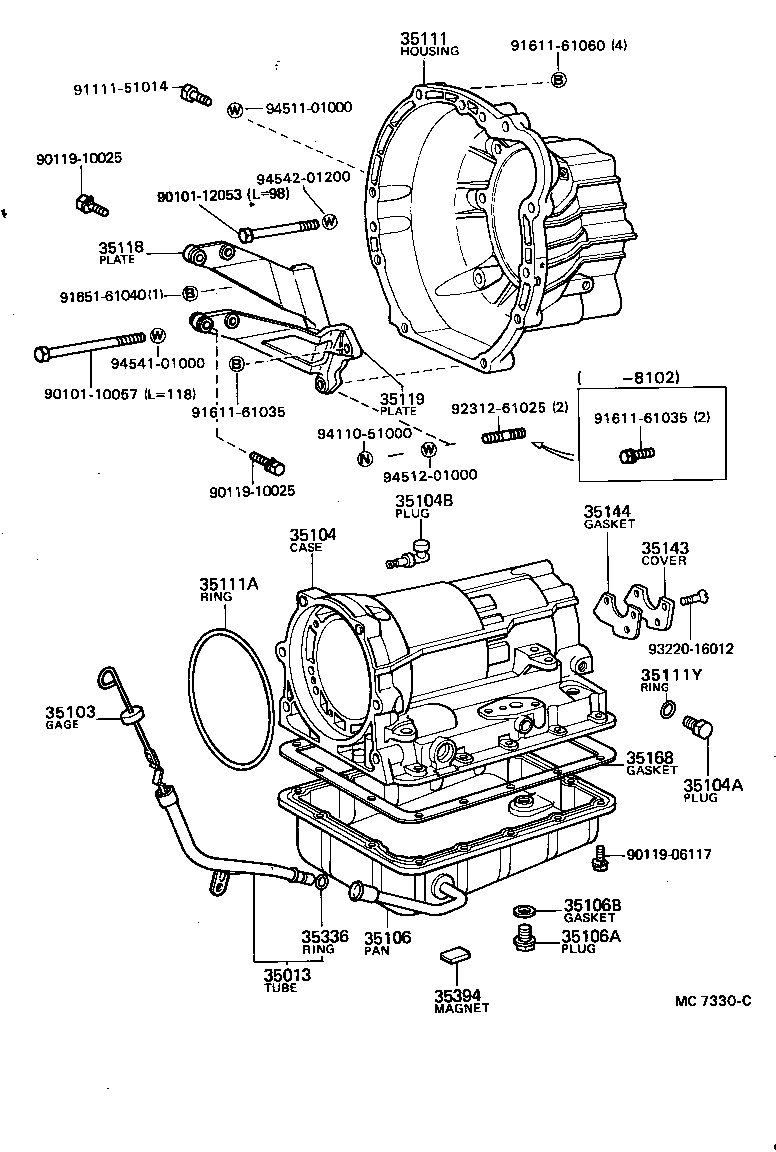 Caja de transmisión y cárter de aceite