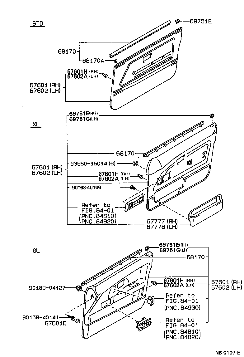Panel de puerta delantera y vidrio
