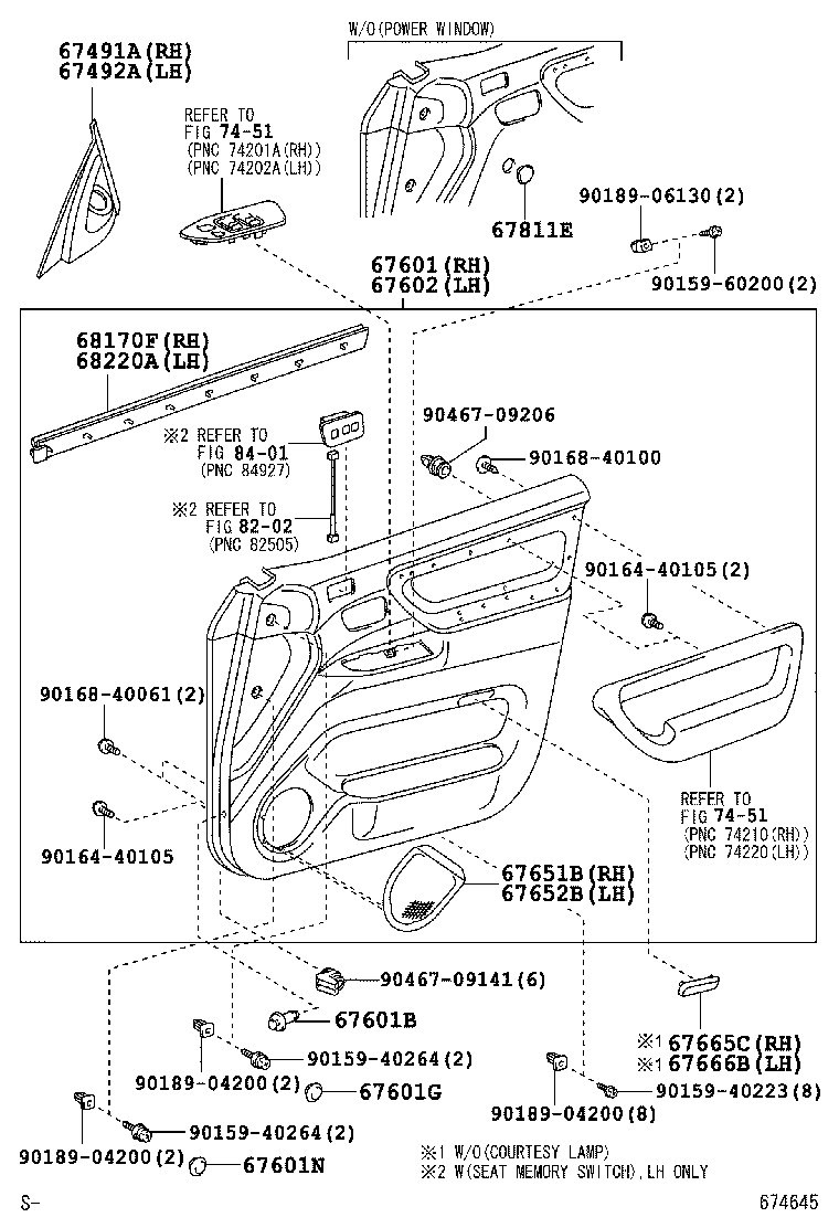 Panel de puerta delantera y vidrio