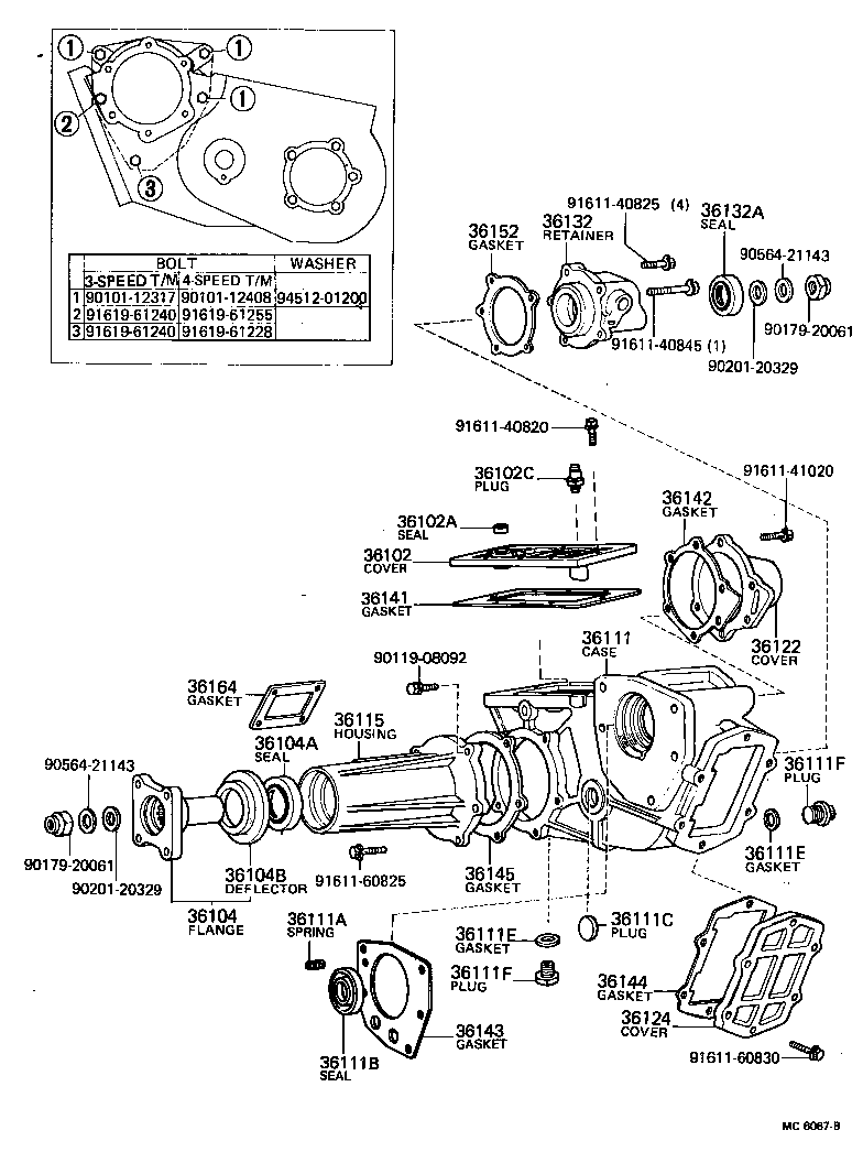 Caja de transferencia y carcasa de extensión