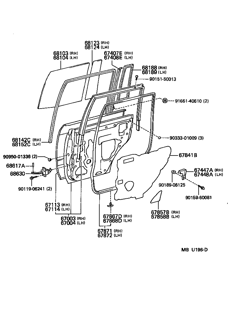 Panel de puerta trasera y vidrio