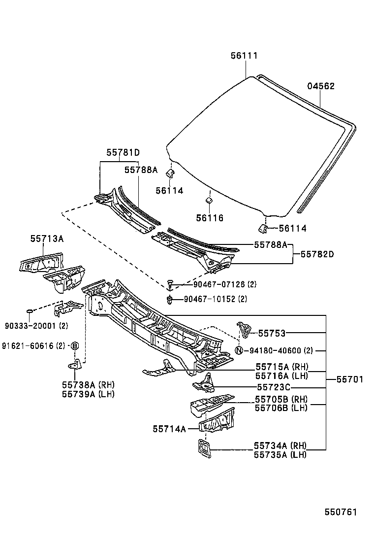 Cowl Panel & Windshield Glass