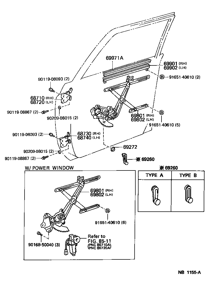 Front Door Window Regulator Hinge