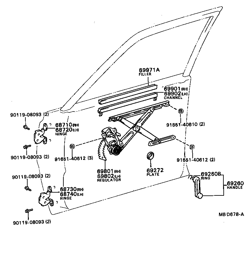 Front Door Window Regulator Hinge