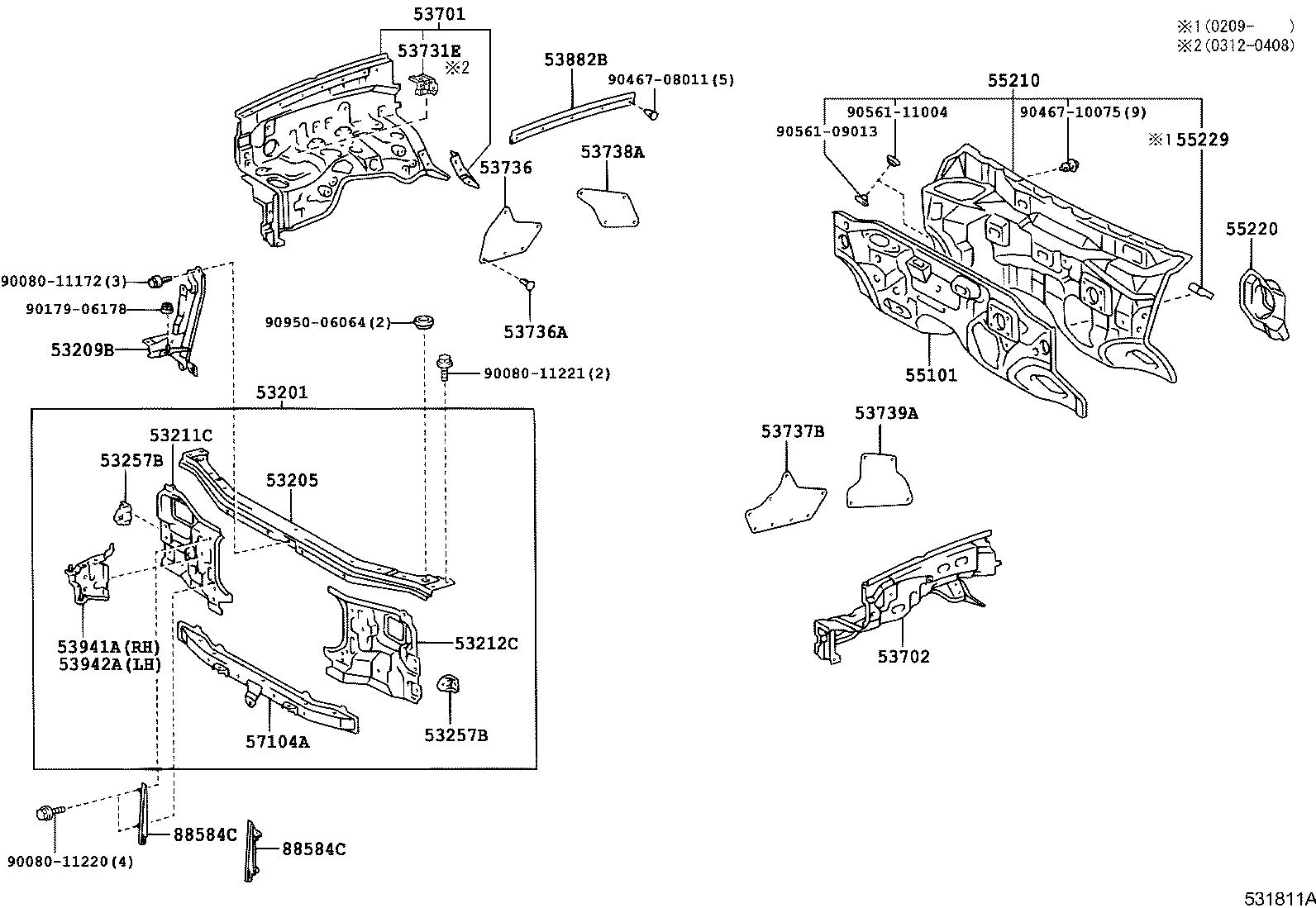 Front Fender Apron Dash Panel