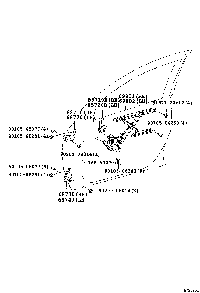 Front Door Window Regulator Hinge