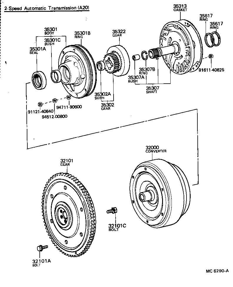 Torque Converter, Front Oil Pump & Chain