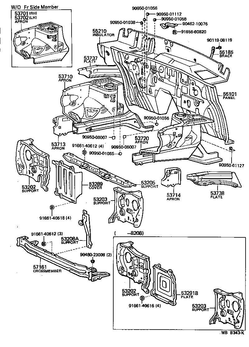 Front Fender Apron Dash Panel