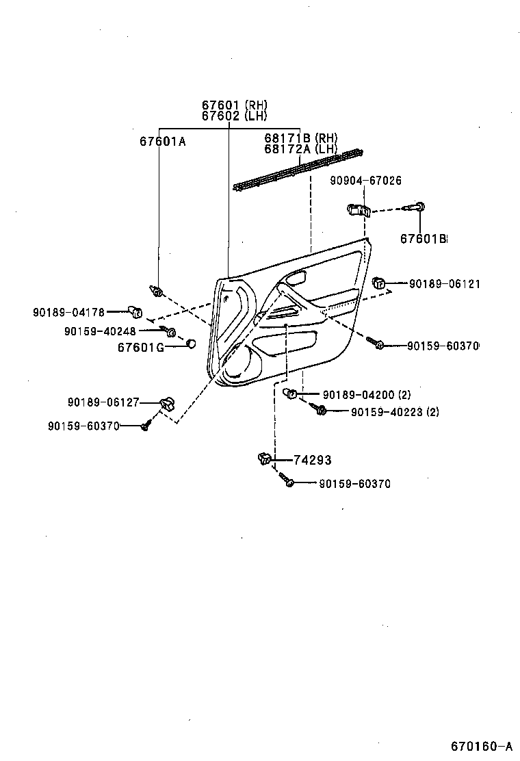 Panel de puerta delantera y vidrio