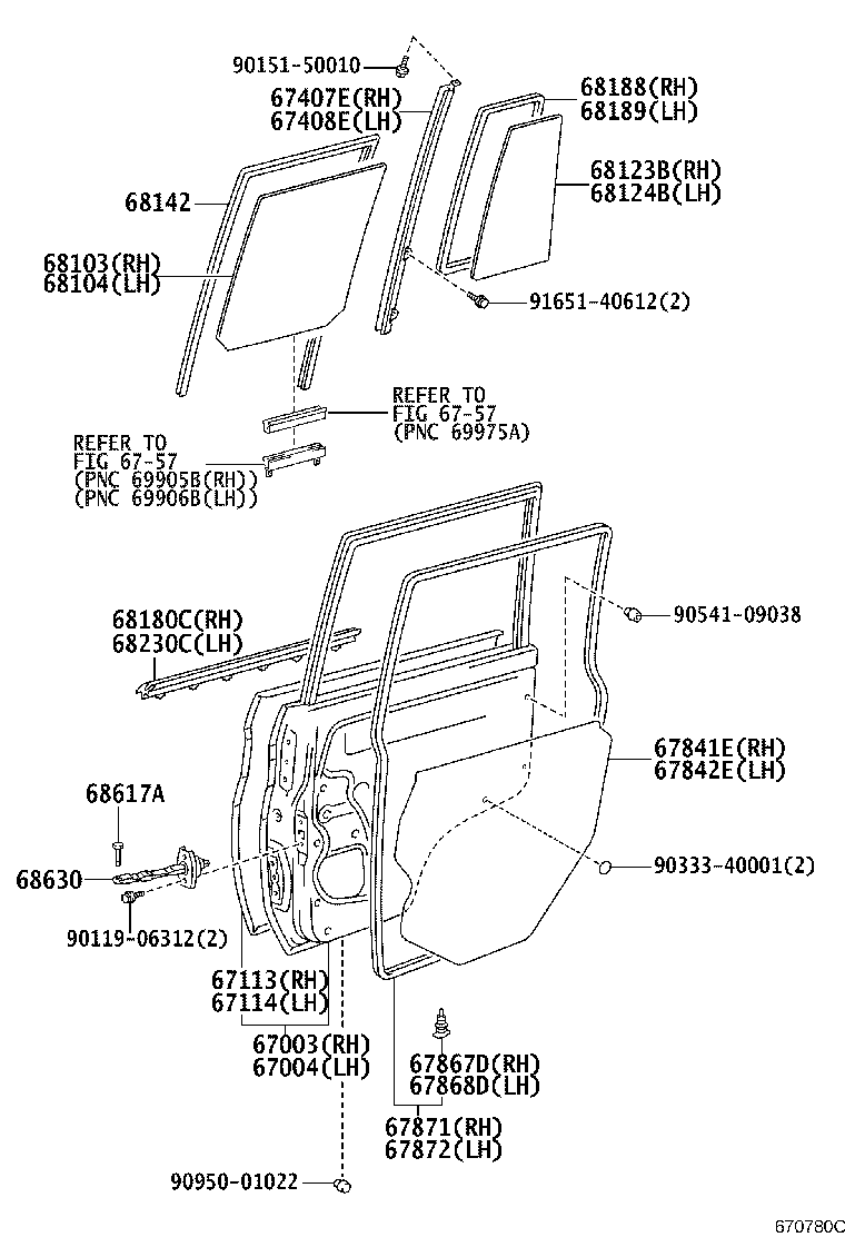 Panel de puerta trasera y vidrio