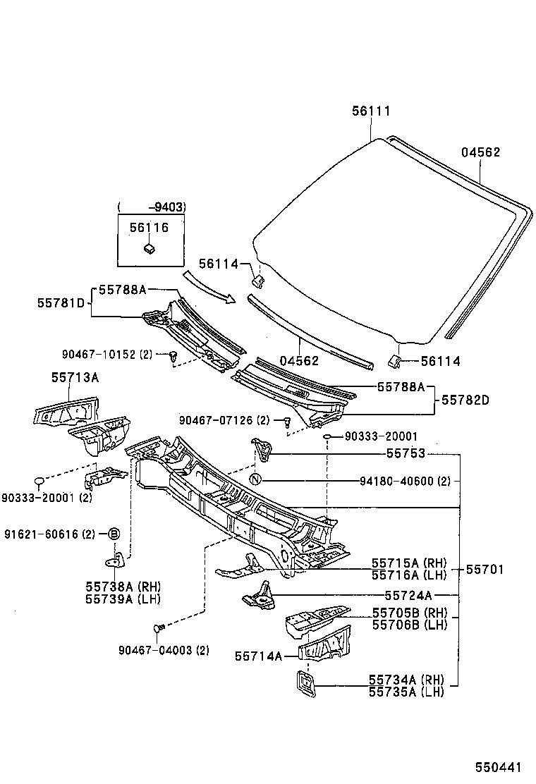 Cowl Panel & Windshield Glass