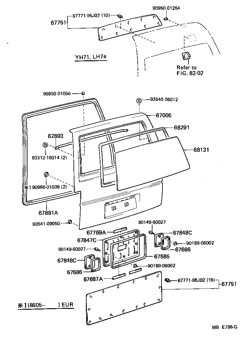 Vidrio del panel de la puerta trasera